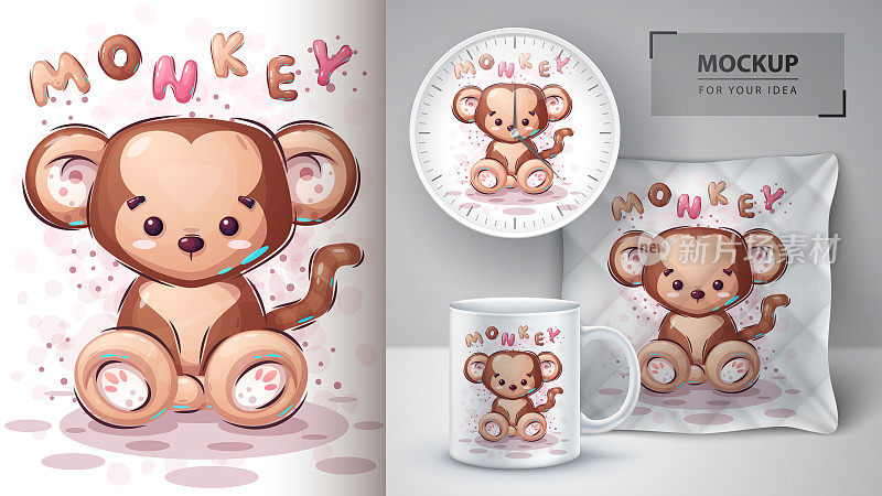 Cute monkey poster and merchandising